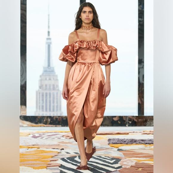 Ulla Johnson Lelita Dress in Copper NWT Size 2‎ off shoulder - Picture 3 of 12